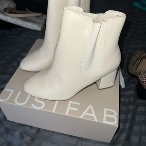 COPY - Bone colored booties from JustFab. Size 9.5 runs wide, heel size 2.75